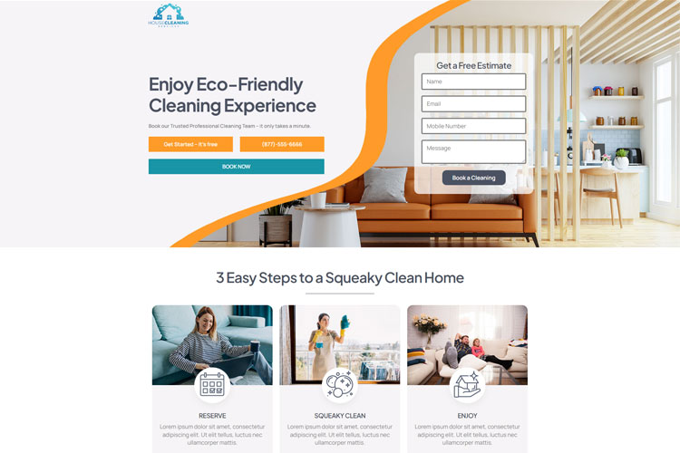 House Cleaning Lead Generation Landing Page LandingLayouts